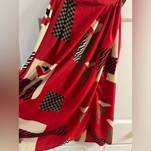 Red geometric postmodern skirt with graphic checkered details vintage 80s